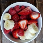 Strawberry raspberry banana fruit salad
