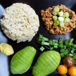 Natto, brown rice and avocado