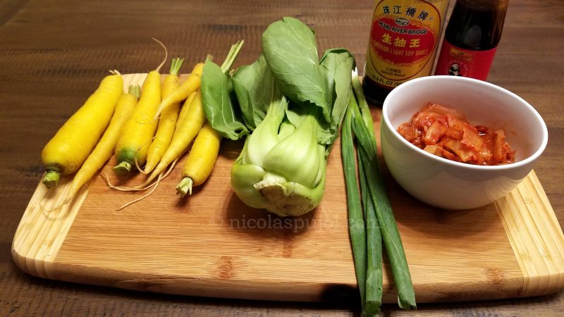 Kimchi brown rice stir fry ingredients