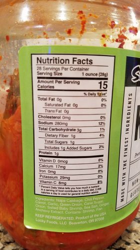 kimchi nutrition data