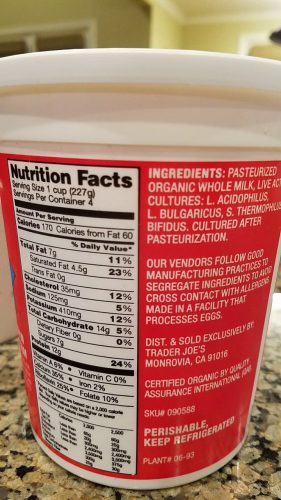 plain whole milk yogurt nutrition data