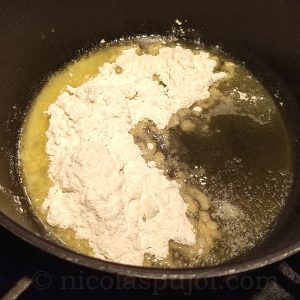Add flour to the butter