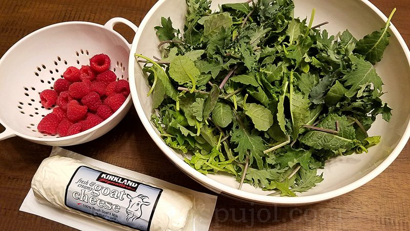 Baby kale goat cheese raspberry salad ingredients