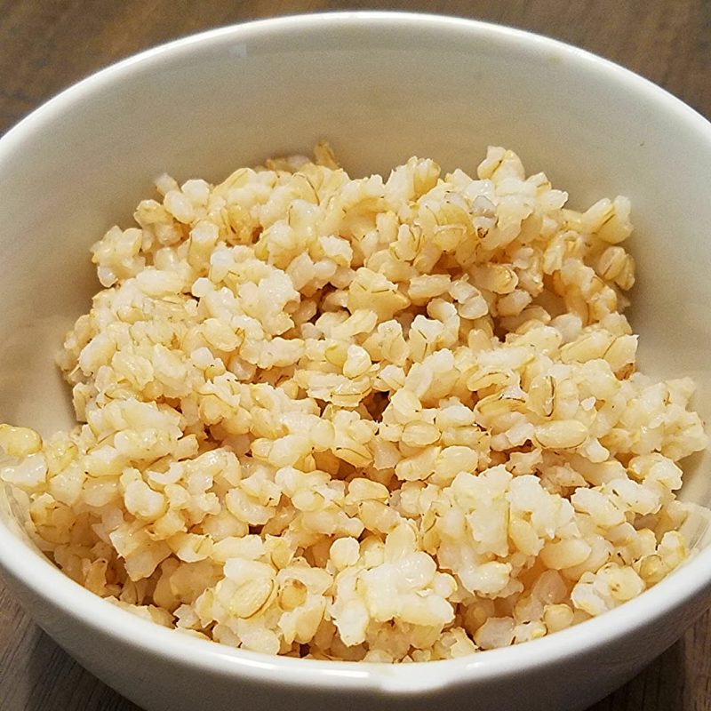 Bowl of brown rice for natto