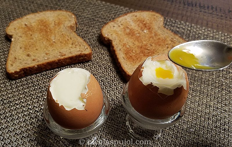 French style soft-boiled eggs on the shell