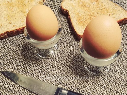 French-style soft boiled eggs on the shell