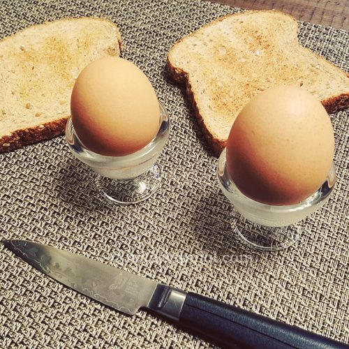 French-style soft boiled eggs on the shell