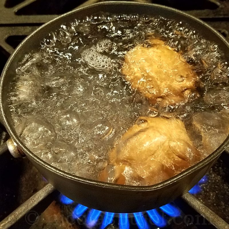 Place the cold eggs in a boiling pan