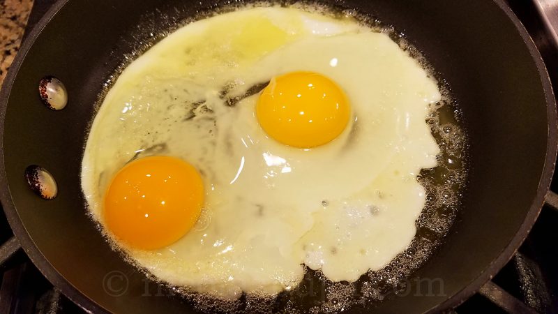 Fry an egg for each croque monsieur