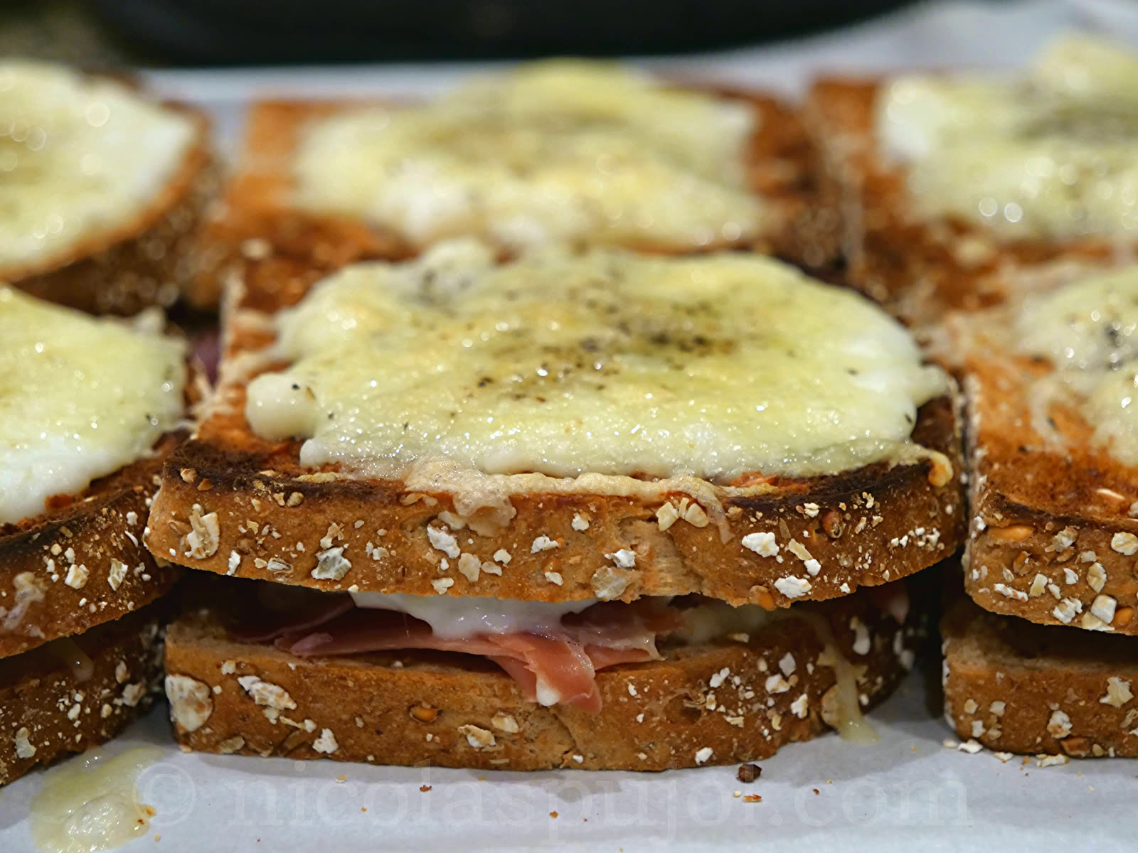 Homemade croque-monsieurs