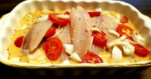 Tilapia with coconut milk and spices for baking