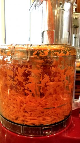 grating carrots in the food processor