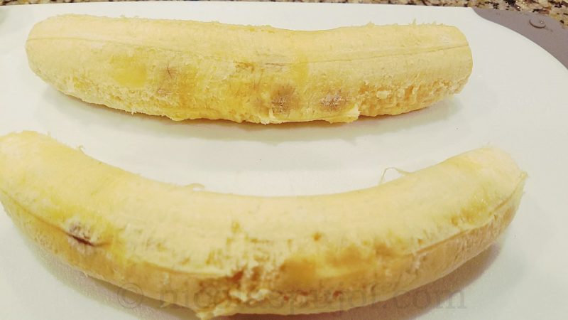 Peeled ripe plantain bananas