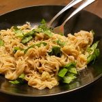 Gluten-free vegan pasta with garlic and olive oil