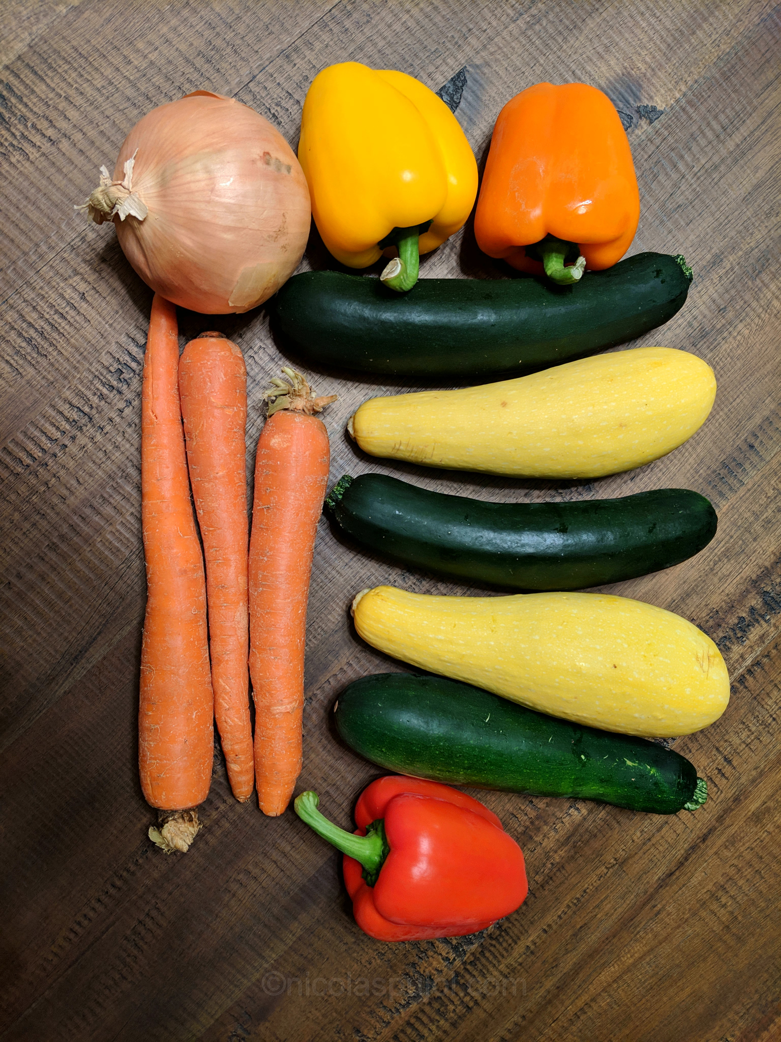 Ratatouille with carrots and peas