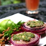 Baked onion natto and avocado fusion dish