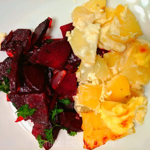 sauteed beets with gratin dauphinois