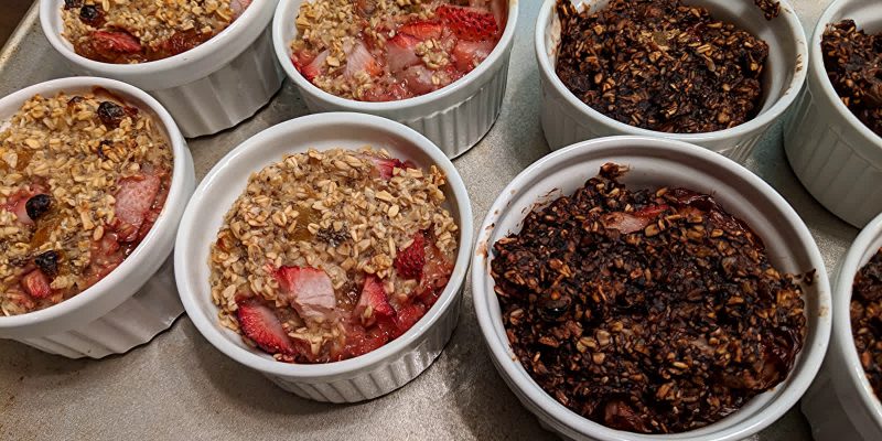 Baked oatmeal fruit cakes with chia seeds