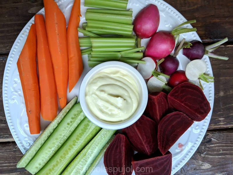 Egg-free aioli vegetable platter