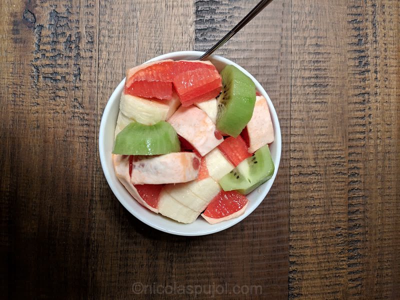 Grapefruit (with skin) kiwi and banana fruit salad recipe