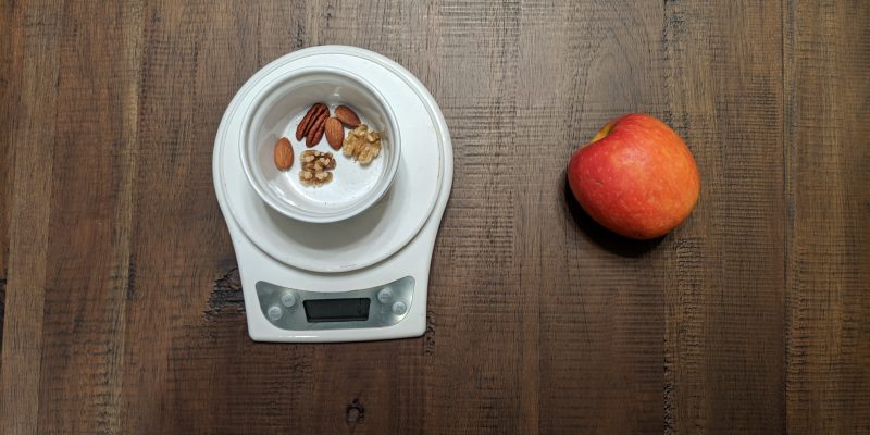 Apple and mixed nuts for a light meal