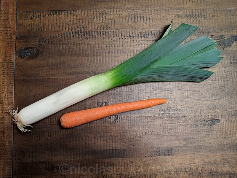 Leek and carrot salad ingredients