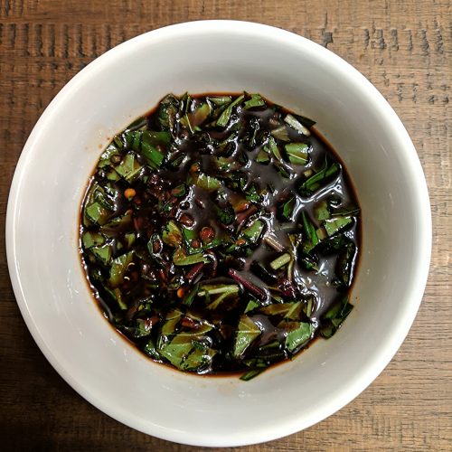 Oil-free spicy balsamic vinegar basil dressing