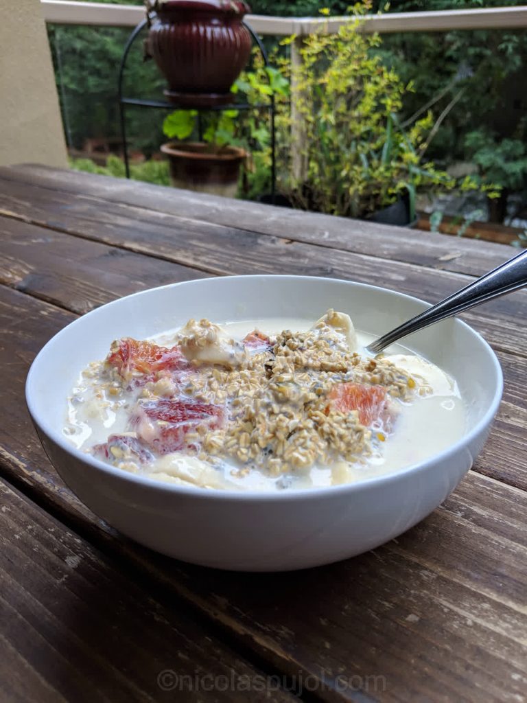 Raw oats fruit breakfast recipe