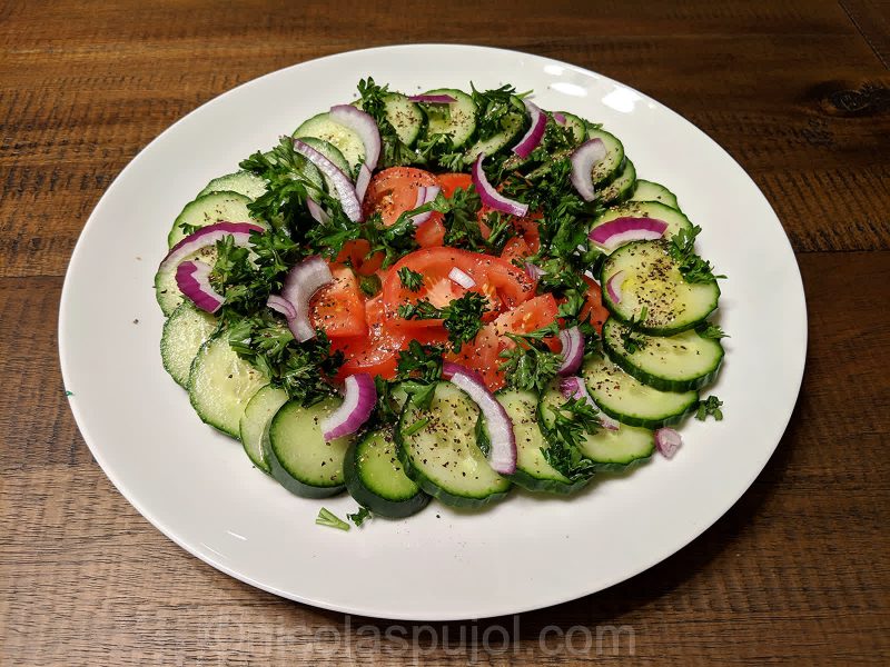 Spicy cucumber parsley onion