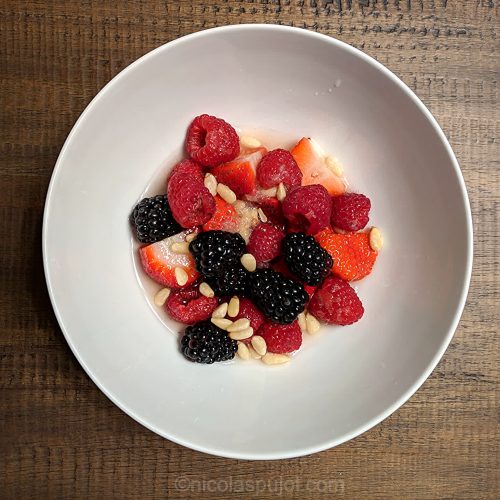 Strawberry raspberry blackberry pine nuts and lemon salad recipe