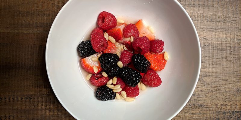 Strawberry raspberry blackberry pine nuts and lemon salad recipe