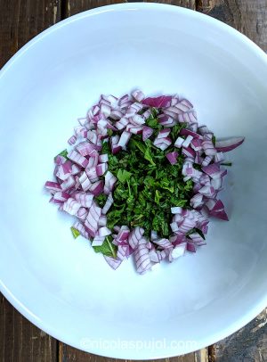 Tabouli parsley onion and mint