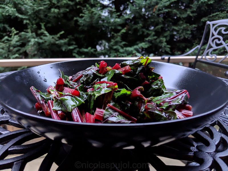 Beet greens salad in lemon mustard sauce