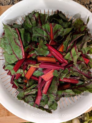 Cut and rinse beet greens