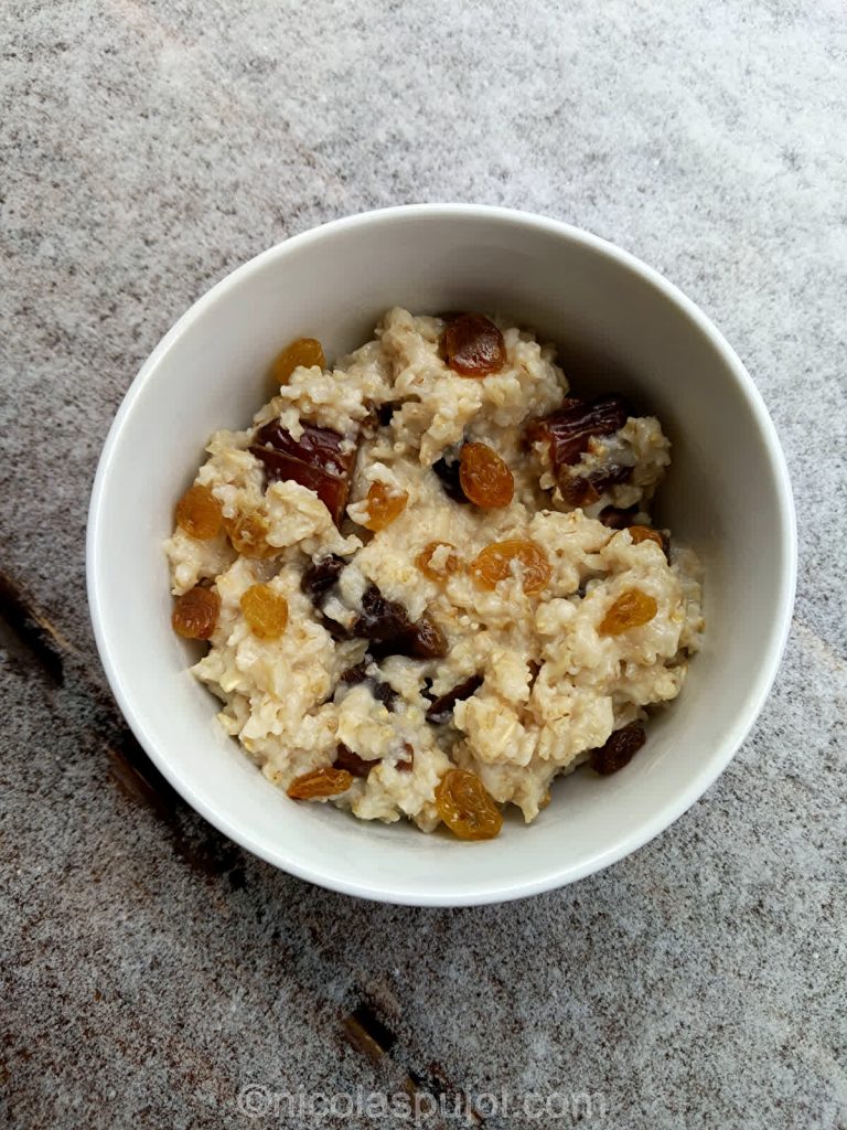 Dry fruits oatmeal breakfast bowl