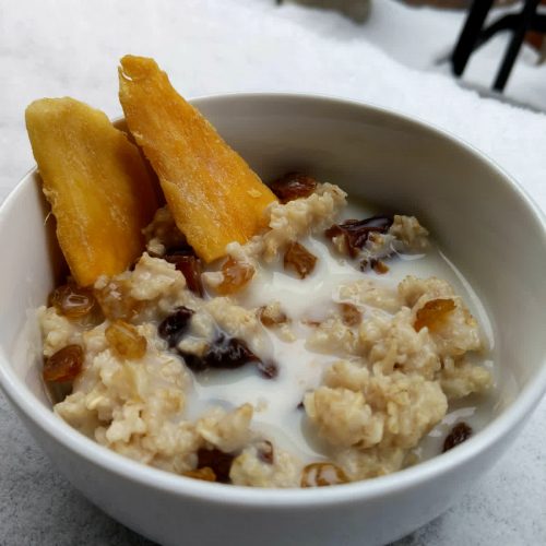 Dry fruits oatmeal (dates, prunes, apricots, raisins, mango)