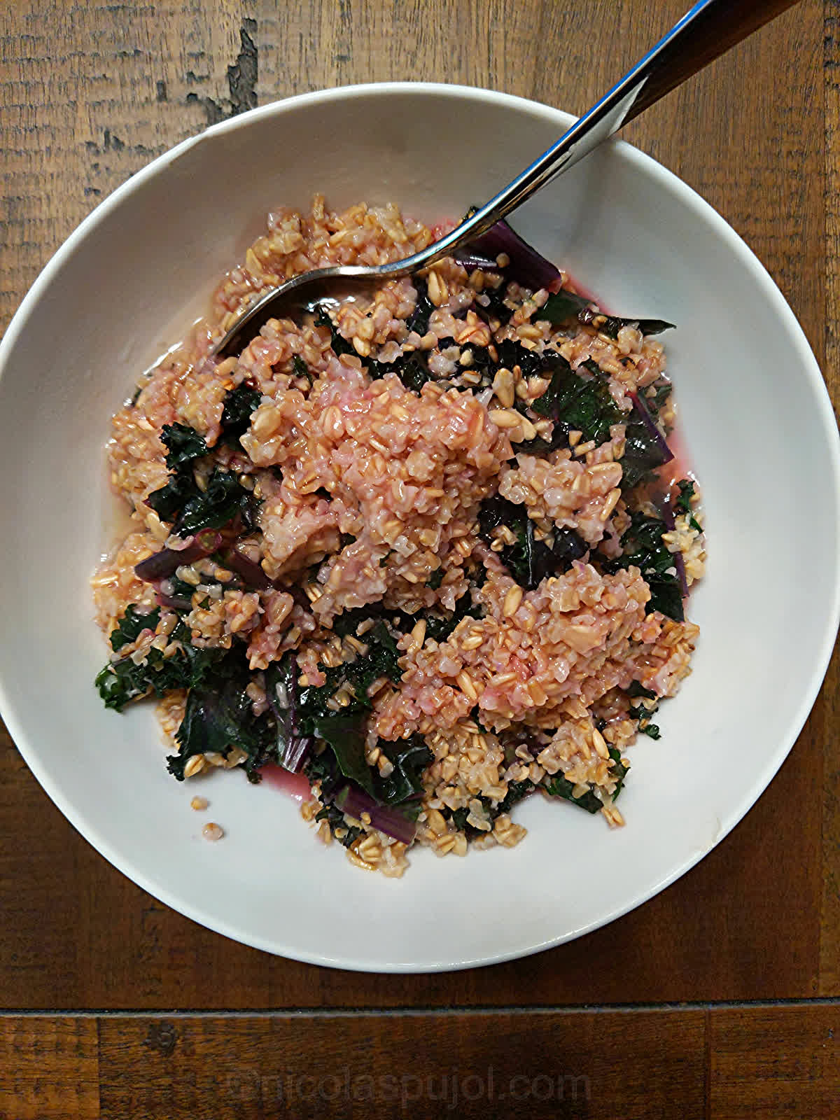 Kale and oatmeal with lemon dressing Oatmeal