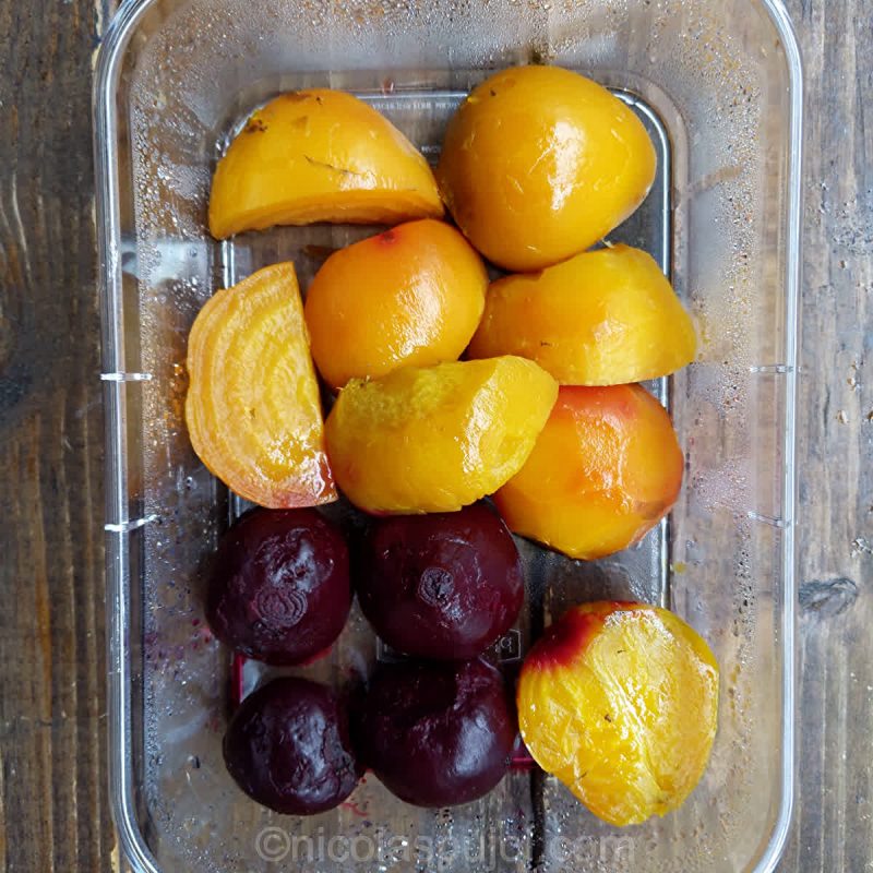 Mixed red and golden beets for coloring