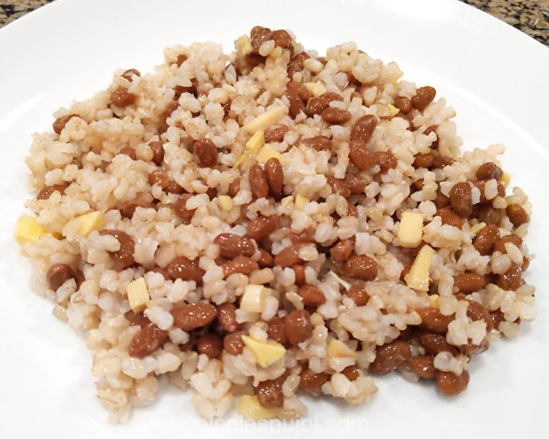 Natto with ginger and brown rice