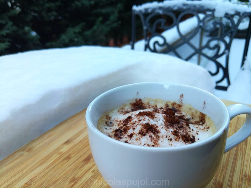 Plant-based cappuccino for a cold winter day