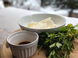 Preparing the nagaimo spicy appetizer recipe