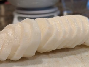 Slimy and sliced nagaimo yam from Japan