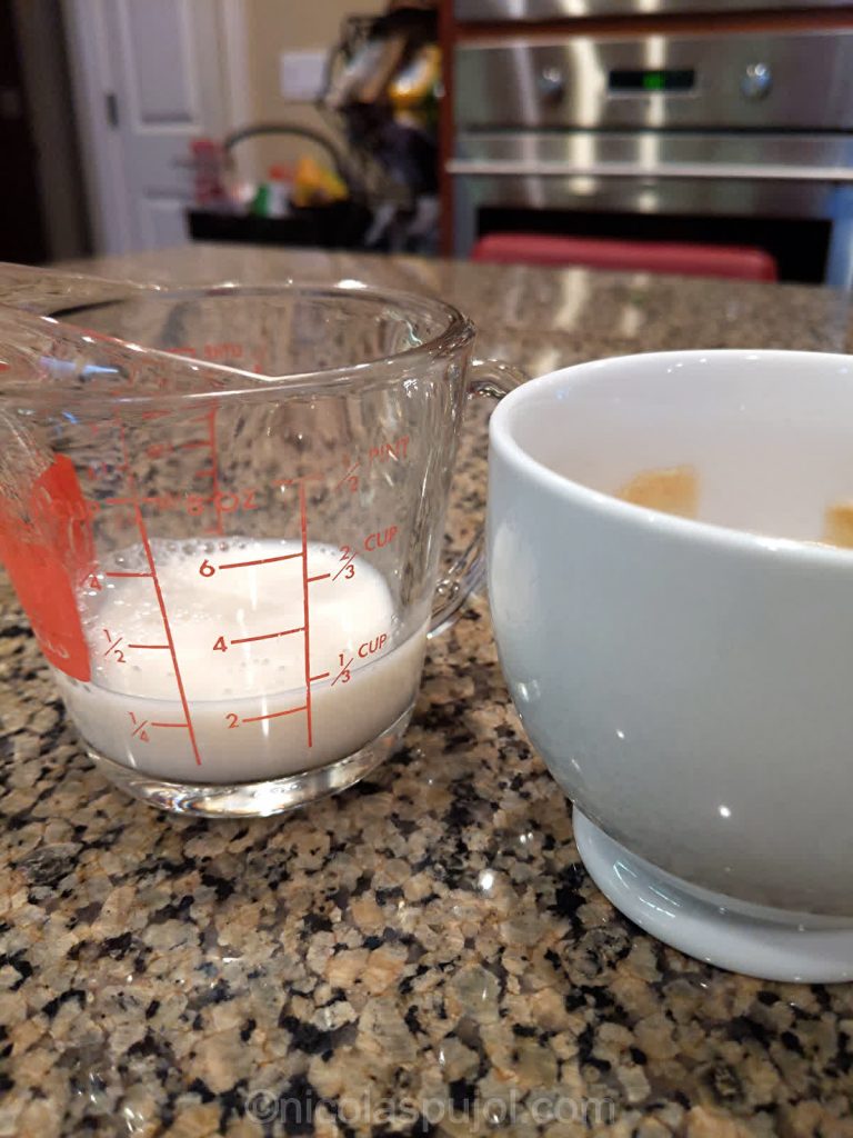 Unsweetened almond milk with espresso coffee