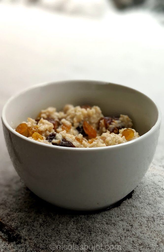 Warm breakfast oatmeal for winter weather