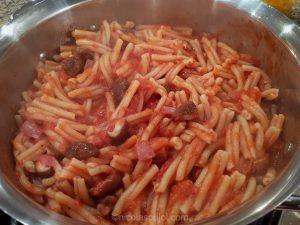 Add the pastas and onions mushrooms to the marinara