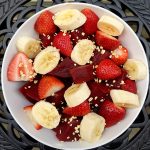 Beet, strawberry and banana fruit salad