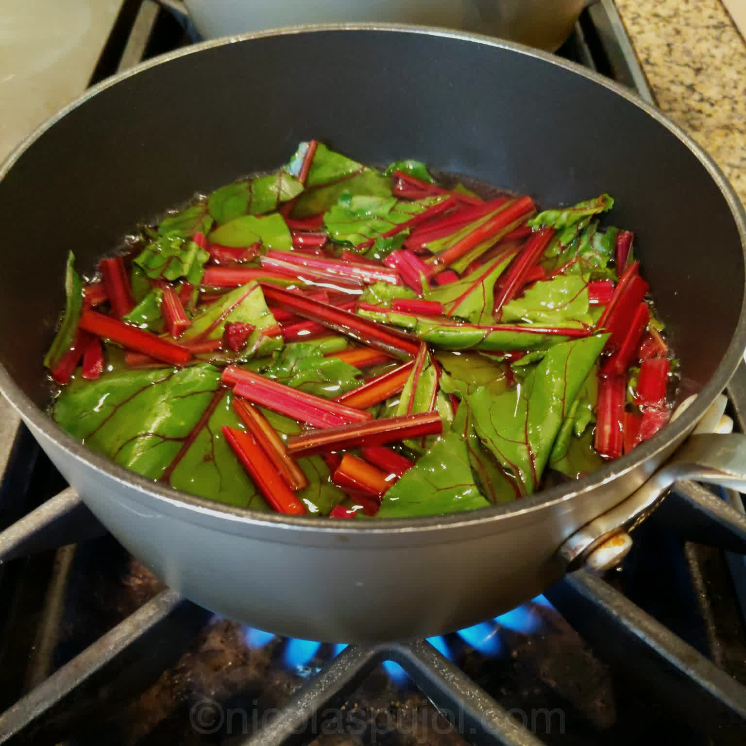 Rice with mushrooms, beet greens and lemon sauce Rice