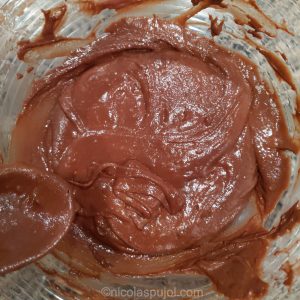 Mix vegan chocolate cake ingredients together