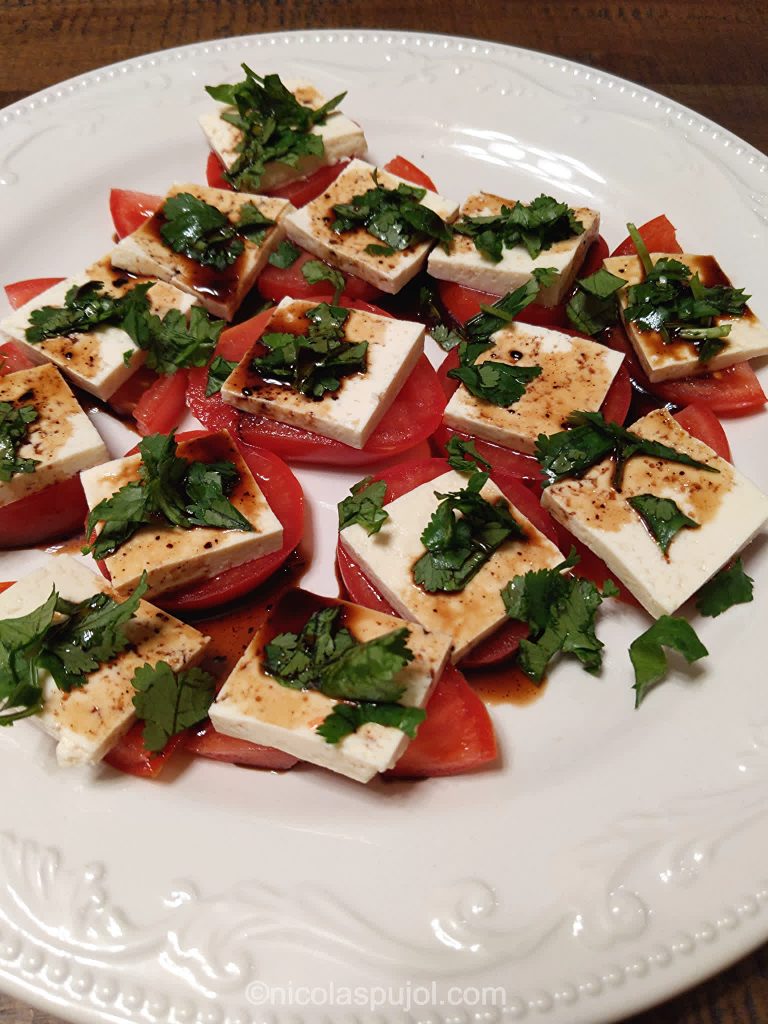 Oil-free tofu caprese salad