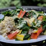 Rainbow chard over barley with oil-free lemon dressing